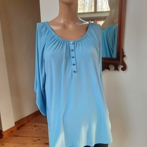 Notations.  Petite/XL. Blouse. Baby Blue. Like New. Fast Ship.